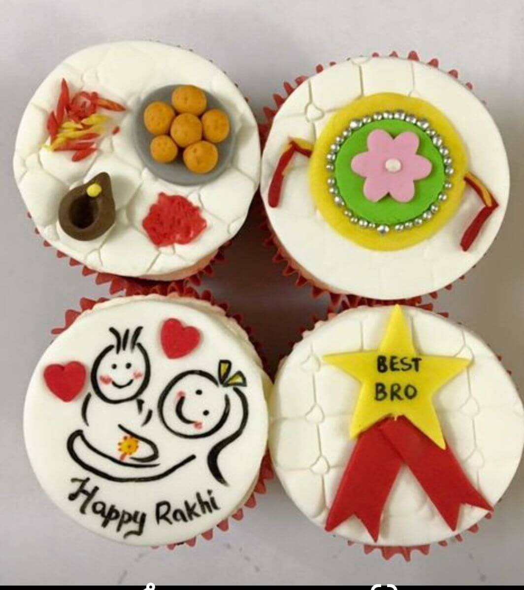 Eggless vanilla Rakhi special cupcakes.