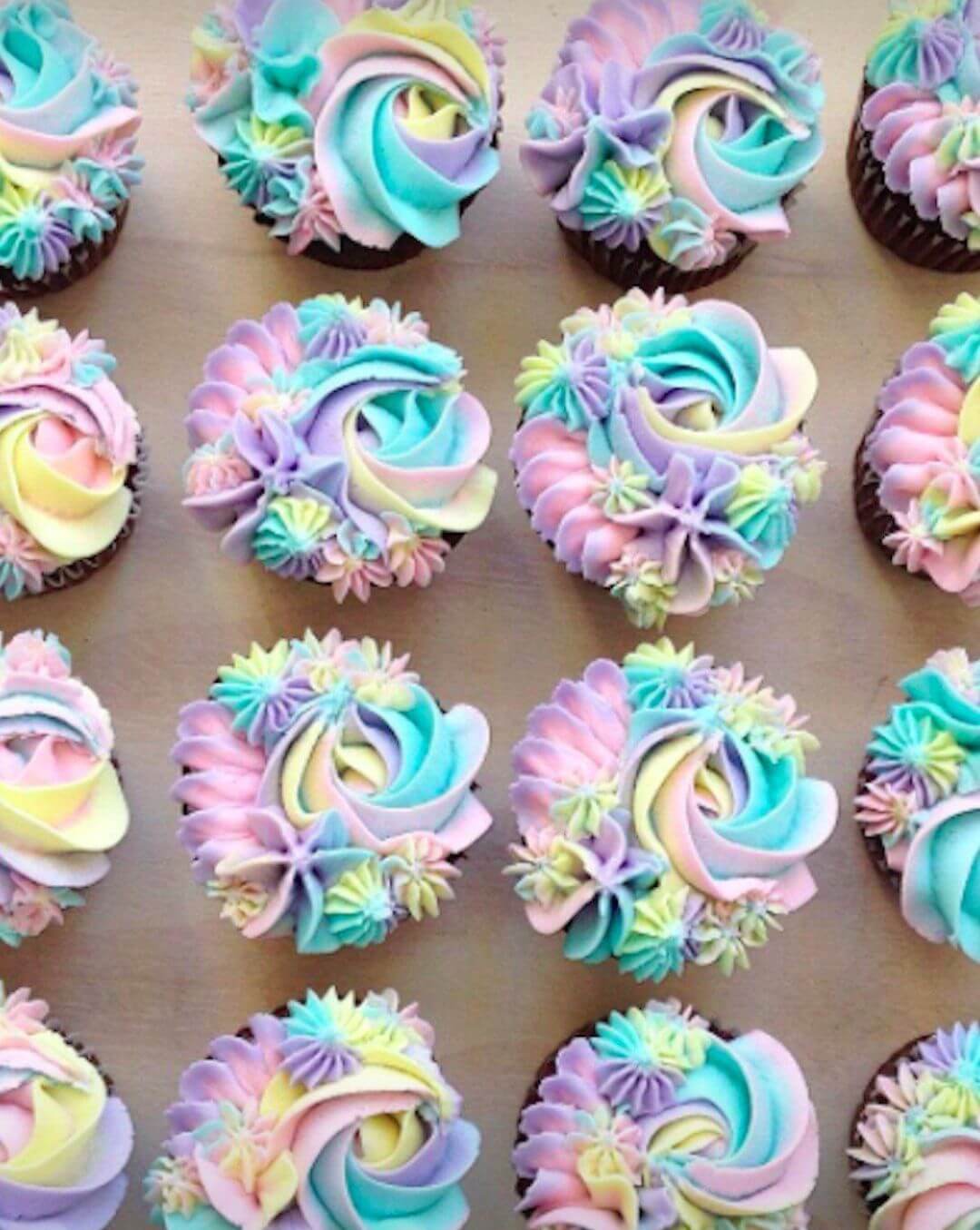 Eggless rainbow vanilla cupcakes