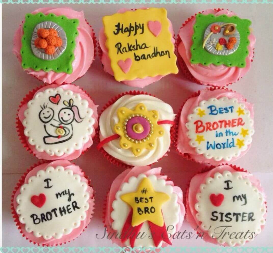 Eggless vanilla Rakhi special cupcakes.