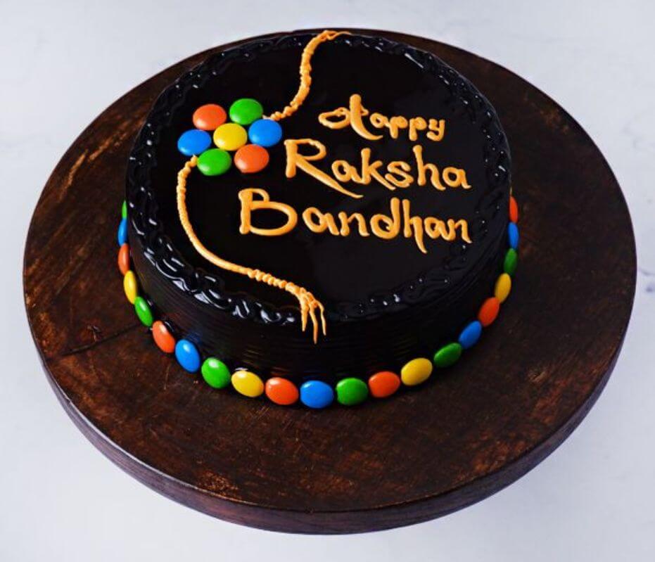 Eggless Rakhi special chocolate cake.
