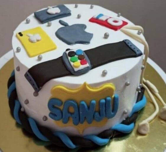 Blueberry apple theme cake.