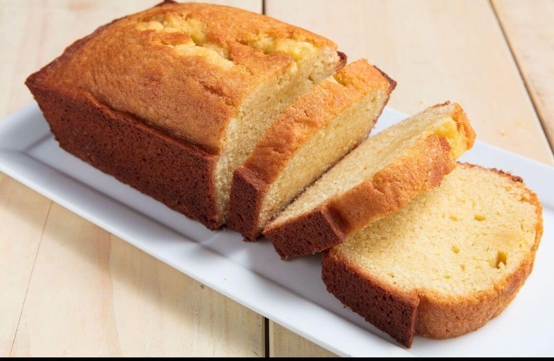 Eggless vanilla loaf cake .