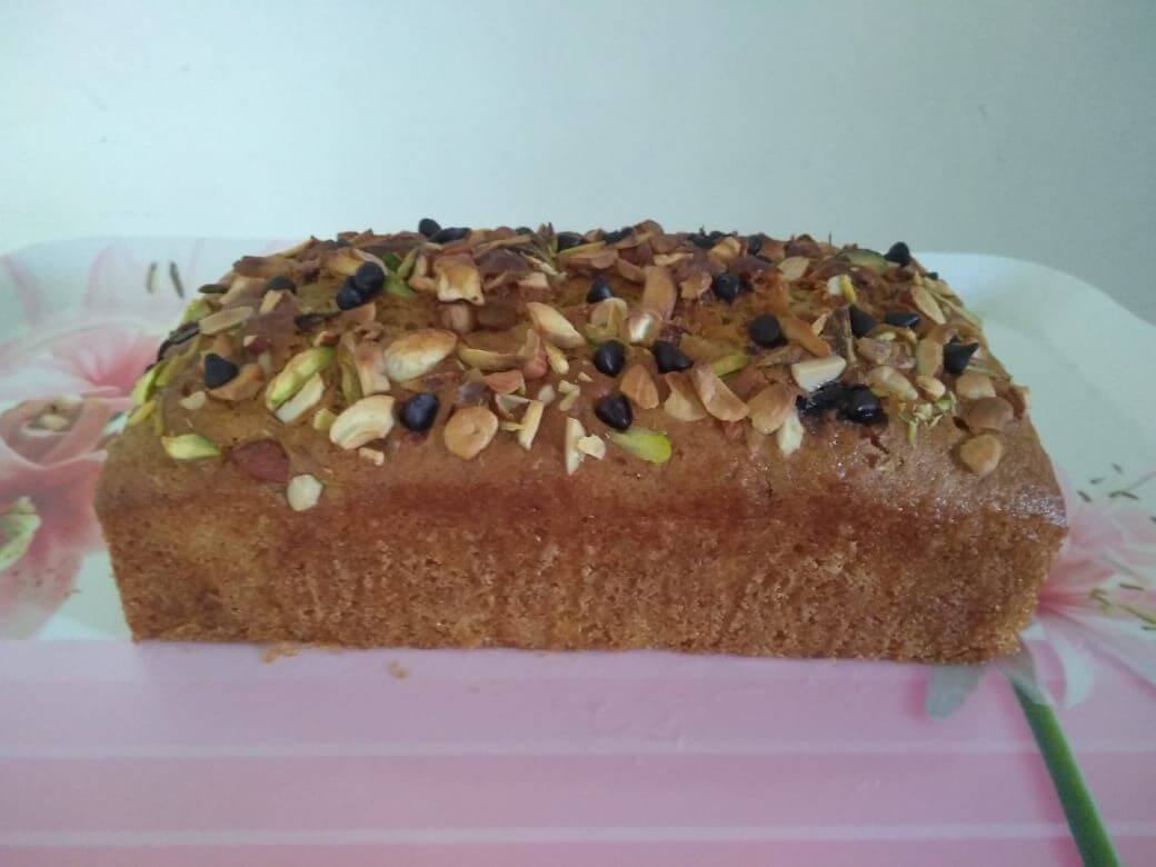 Eggless Vanilla dryfruits  teatime cake