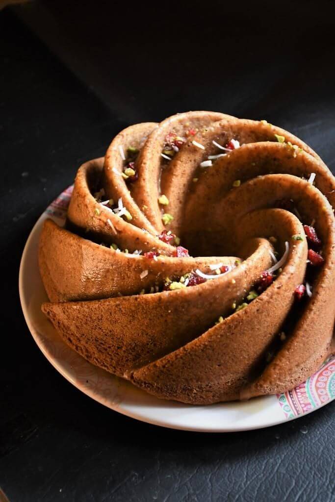 Eggless Whole Wheat Bundt Cake