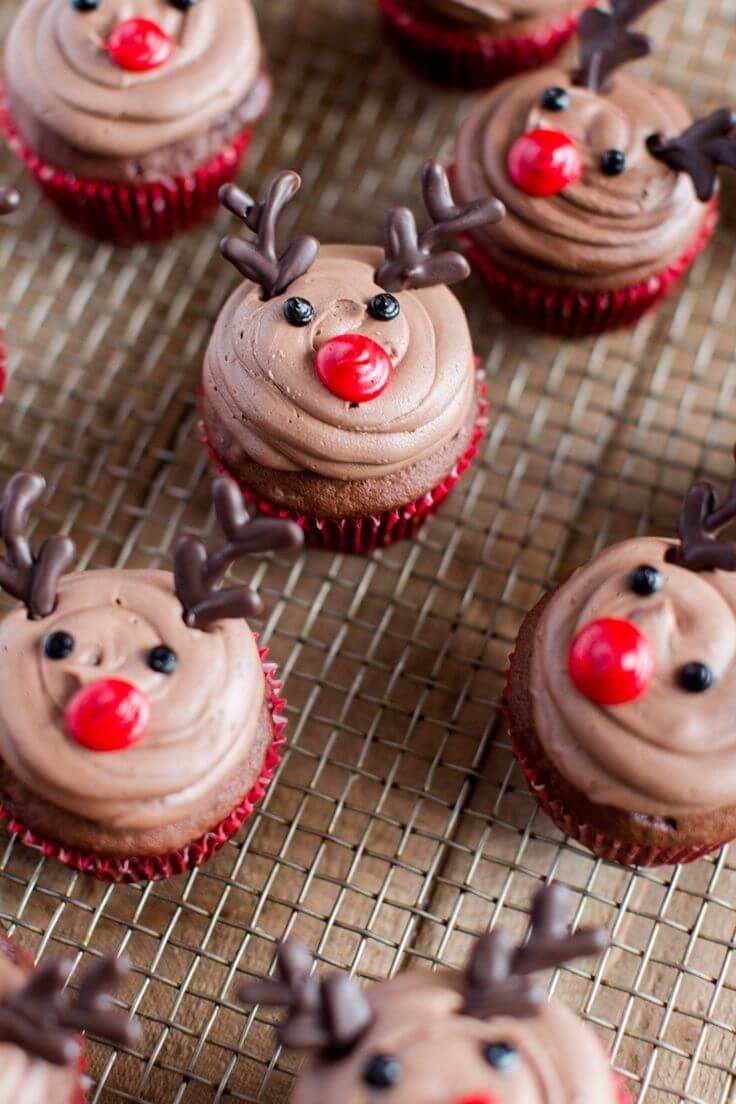 Eggless Reindeer Chocolate Cupcakes