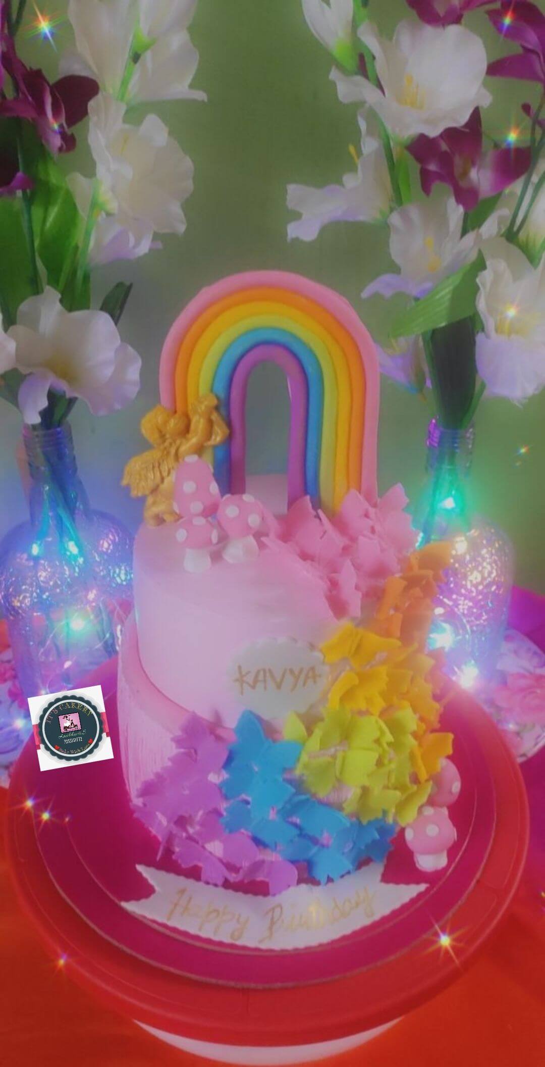 RAINBOW BUTTERFLIES THEME CAKE