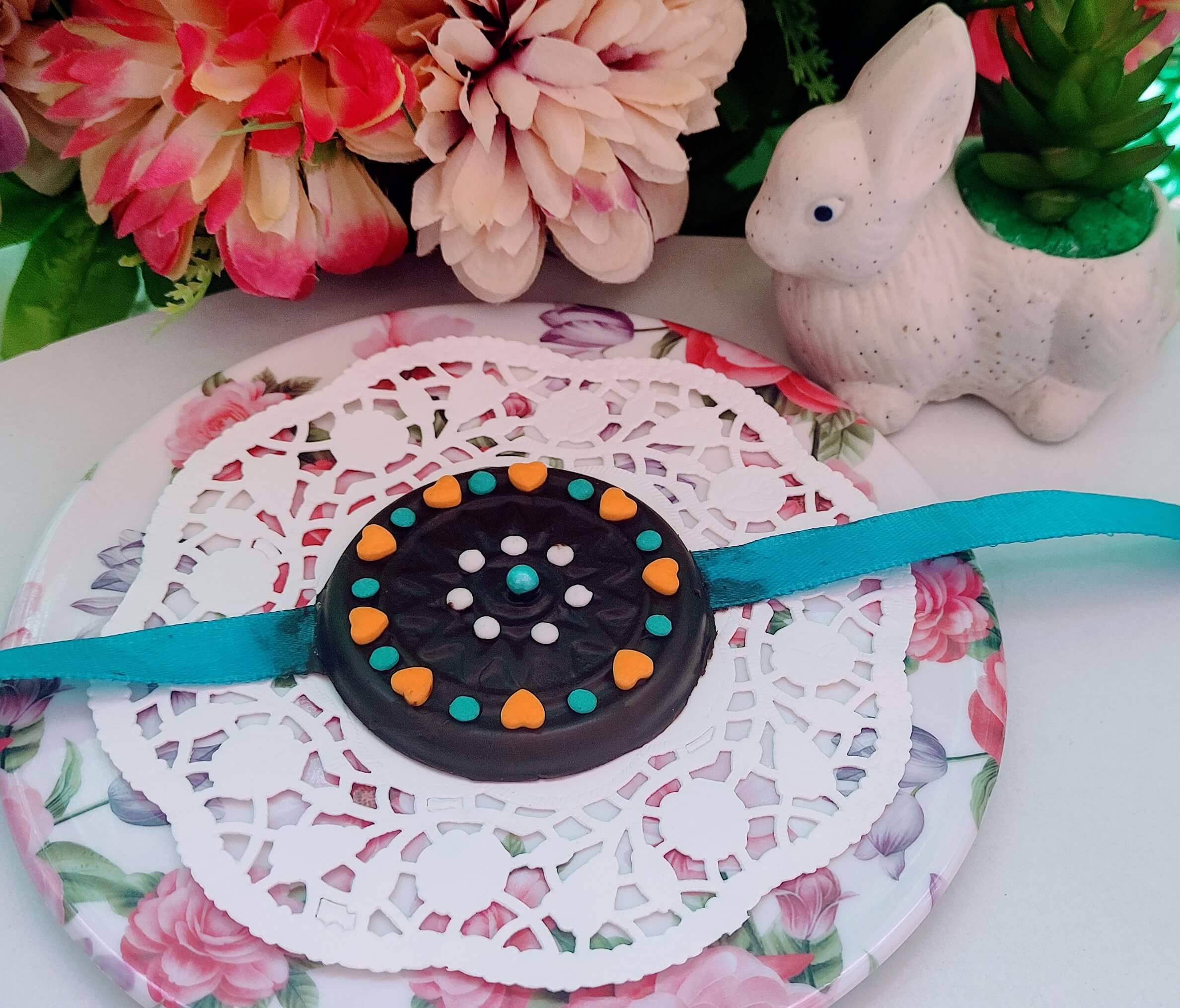 Round Edible Dark Chocolate Rakhi