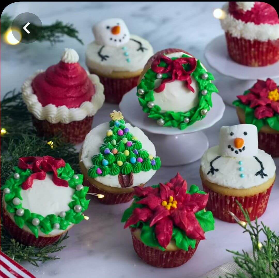 Eggless Assorted Christmas Cupcakes