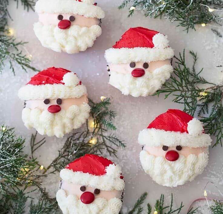 Eggless  Christmas Special Santa Cupcakes