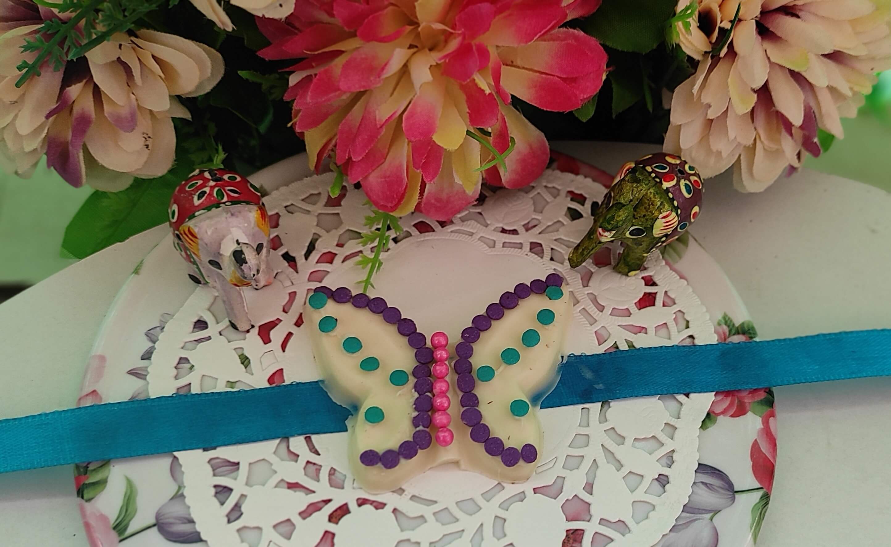 Butterfly Edible White Chocolate Rakhi
