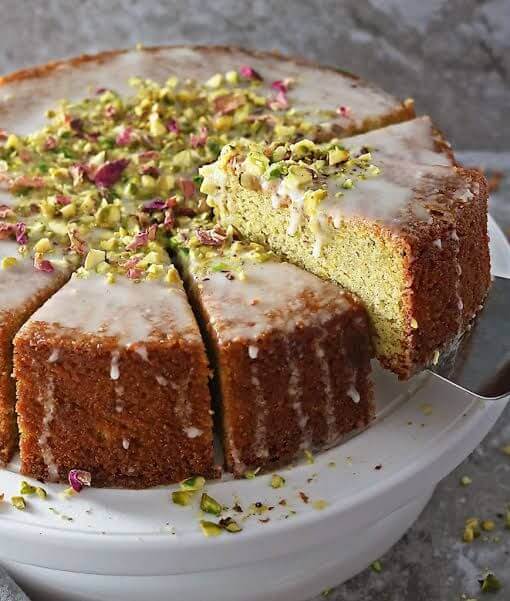 Rose Pistachio Tea Cake