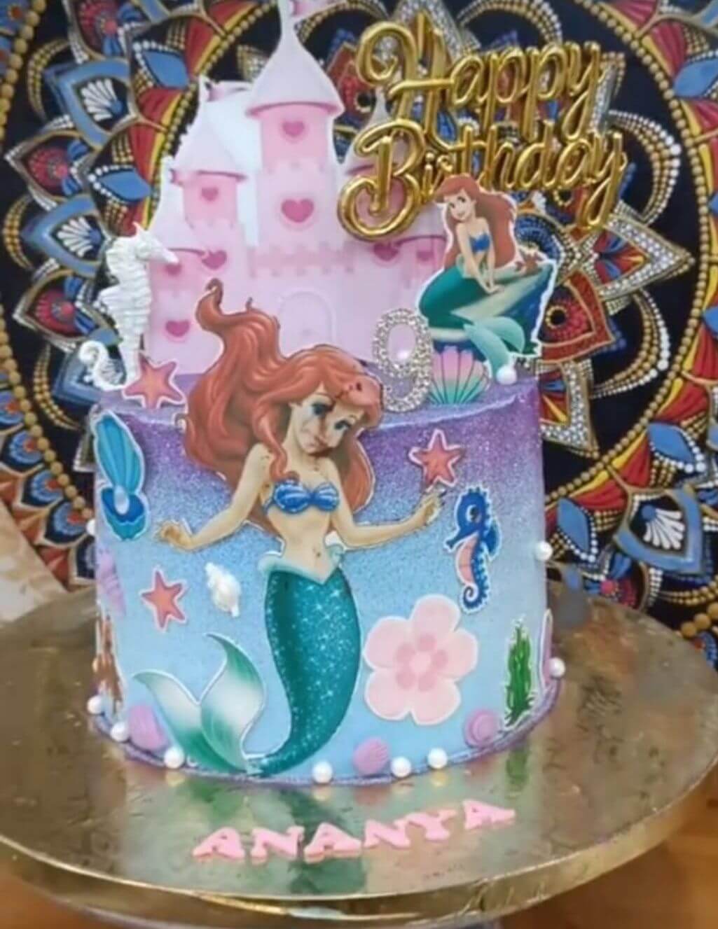 mermaid theme cake